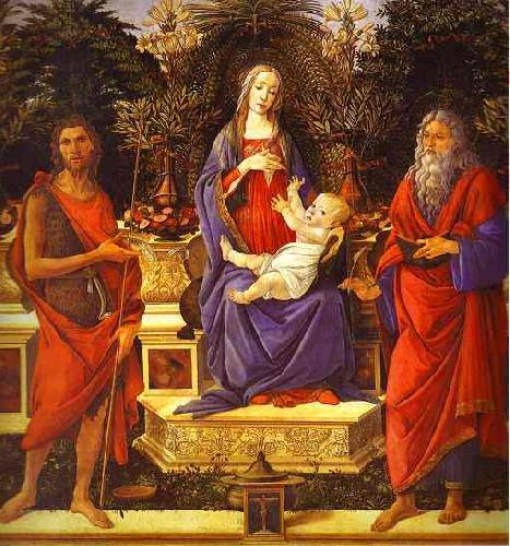 Sandro Botticelli Virgin and Child Enthroned between Saint John the Baptist and Saint John the Evangelist China oil painting art